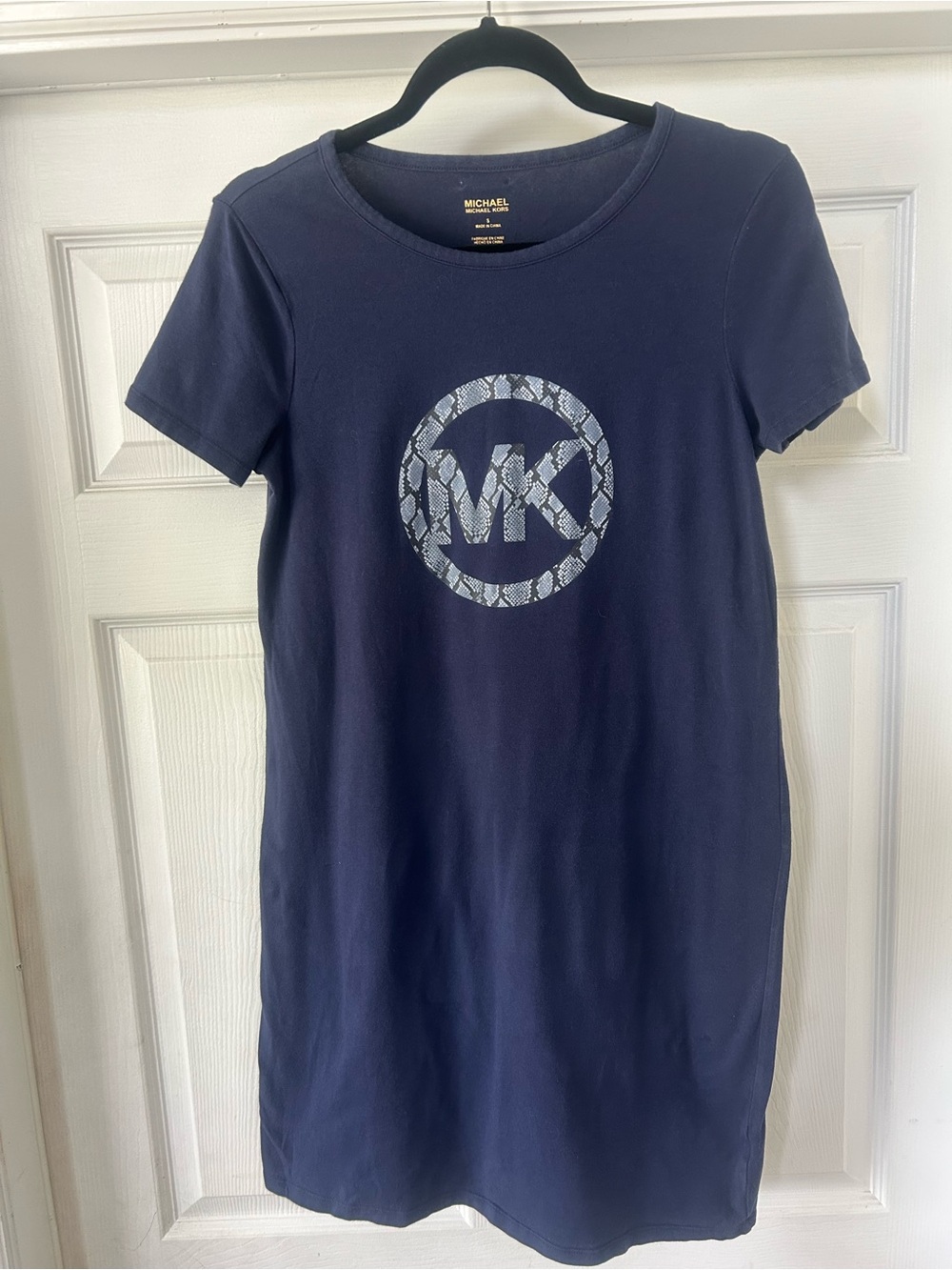 Michael Kors Navy Dress with Gold Logo Plate